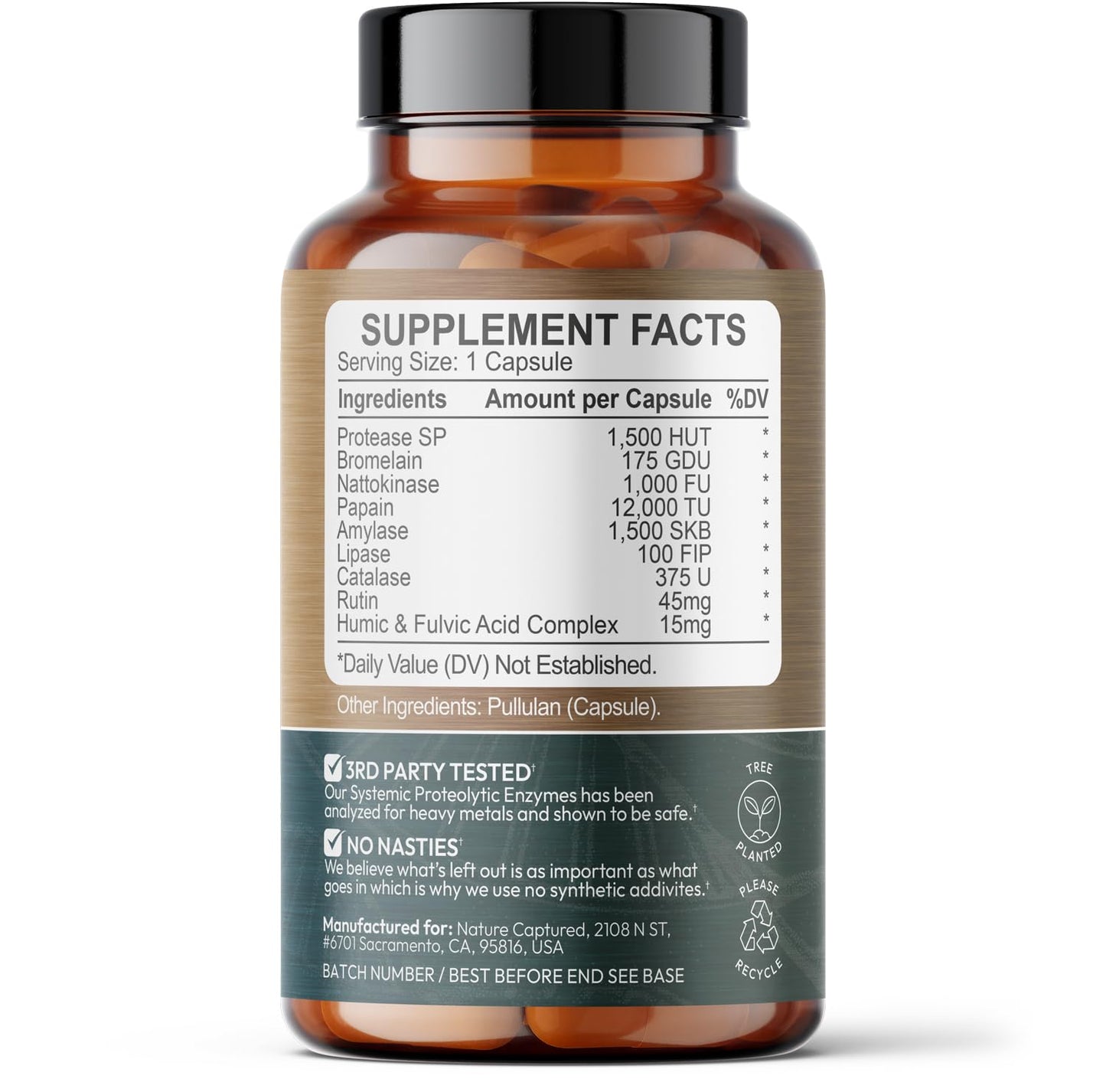 Nature Captured Systemic Proteolytic Enzyme Complex - Naturally Supports Recovery & Joints - 120 Capsules - Vegan - GMP - Additive Free - dailyvitalstore