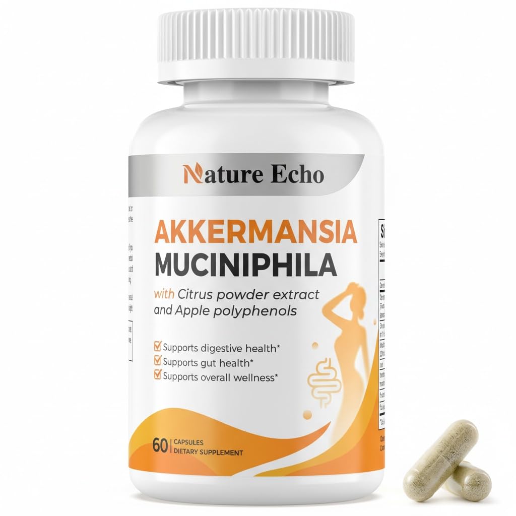 Nature Echo Supplement Support, Akkermansia Muciniphila Supplement for Cravings & Gut Health with Collagen, Inulin & Chromium - 60 Servings Capsules - dailyvitalstore