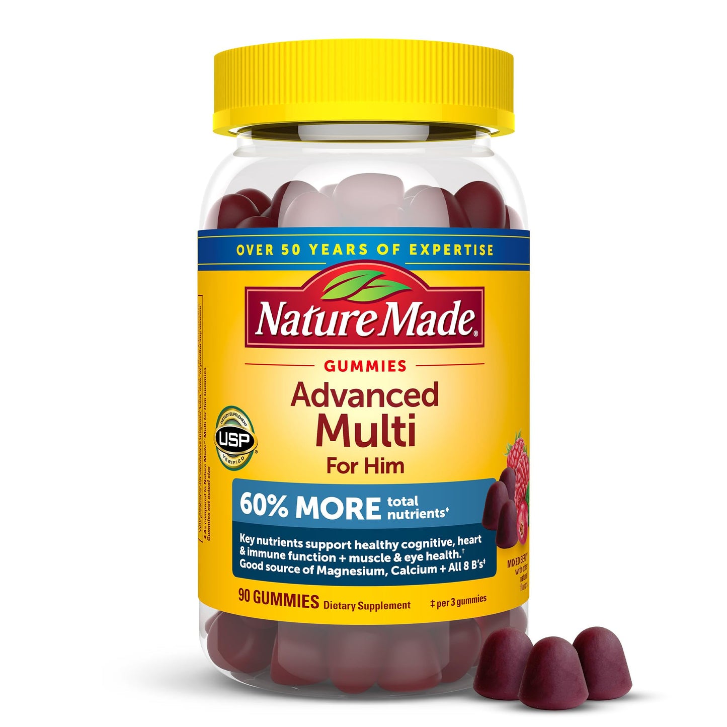 Nature Made Advanced Multivitamin Gummies for Him with Magnesium Citrate, Calcium & All 8 B Vitamins, Multivitamin for Men, - dailyvitalstore