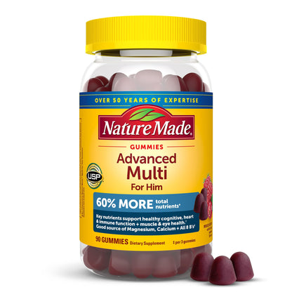Nature Made Advanced Multivitamin Gummies for Him with Magnesium Citrate, Calcium & All 8 B Vitamins, Multivitamin for Men, - dailyvitalstore