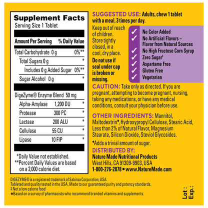 Nature Made Digestive Enzymes 5-in-1 Blend, Digestive Health Support, 90 Chewable Tablets, 30 Day Supply - dailyvitalstore