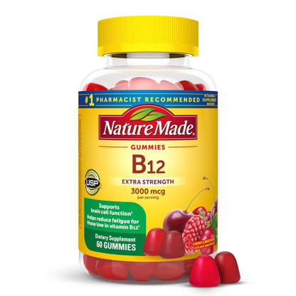 Nature Made Extra Strength Vitamin B12 Gummies 3000 mcg per serving, B12 Vitamins for Energy Metabolism Support, 60 Gummy Vitamins, 30 Day Supply - dailyvitalstore