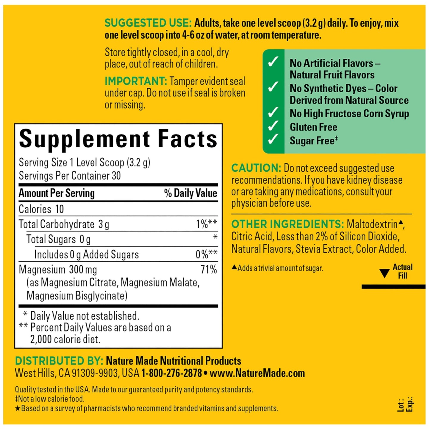 Nature Made High Absorption Magnesium Complex Drink Mix Powder, Magnesium Citrate, Glycinate & Malate 3-in-1 Blend, Pink Lemonade Flavor, 96 g, 30 Day Supply - dailyvitalstore