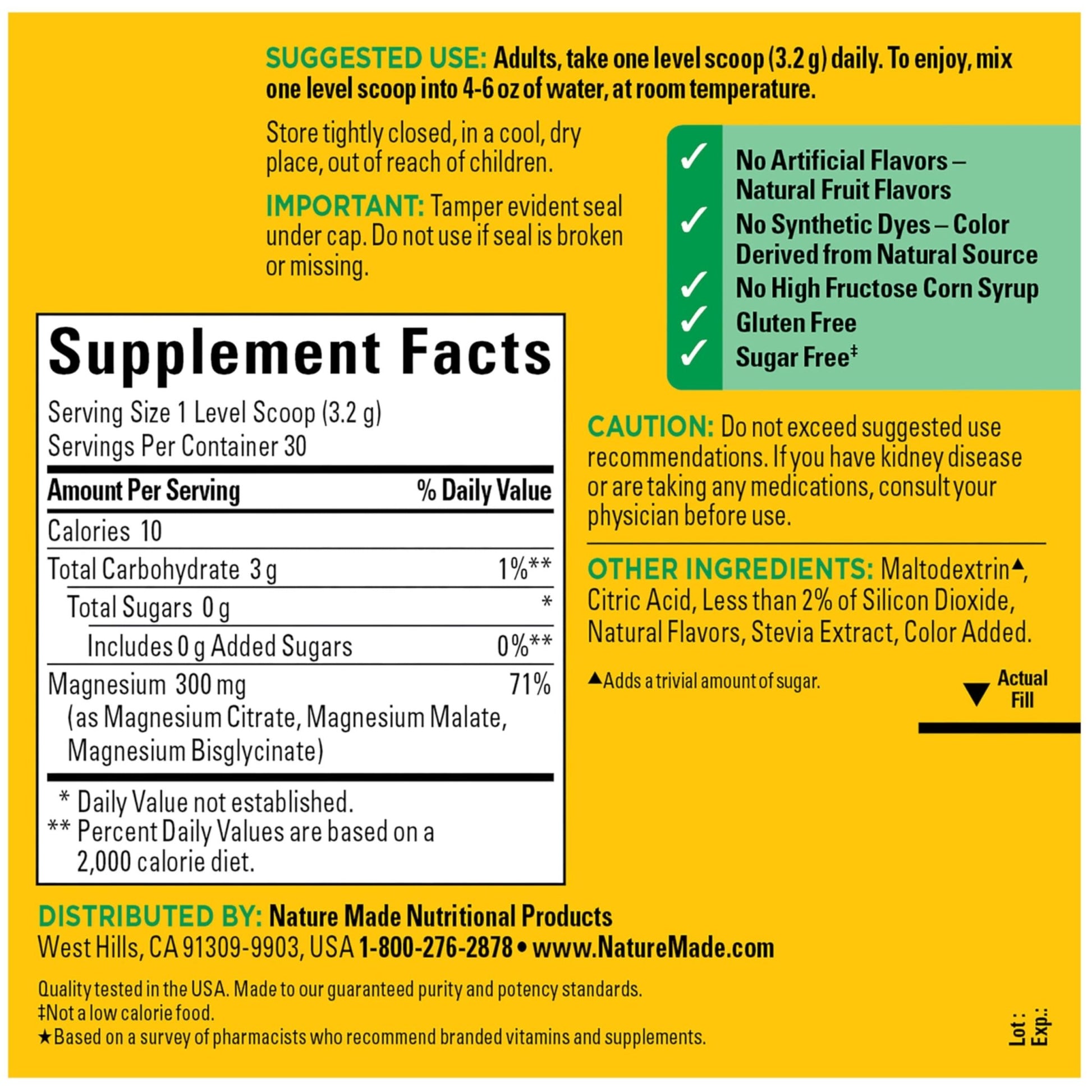 Nature Made High Absorption Magnesium Complex Drink Mix Powder, Magnesium Citrate, Glycinate & Malate 3-in-1 Blend, Pink Lemonade Flavor, 96 g, 30 Day Supply - dailyvitalstore