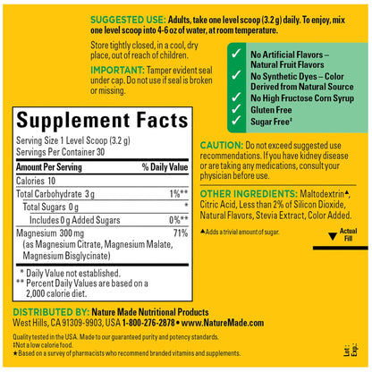 Nature Made High Absorption Magnesium Complex Drink Mix Powder, Magnesium Citrate, Glycinate & Malate 3-in-1 Blend, Pink Lemonade Flavor, 96 g, 30 Day Supply - dailyvitalstore