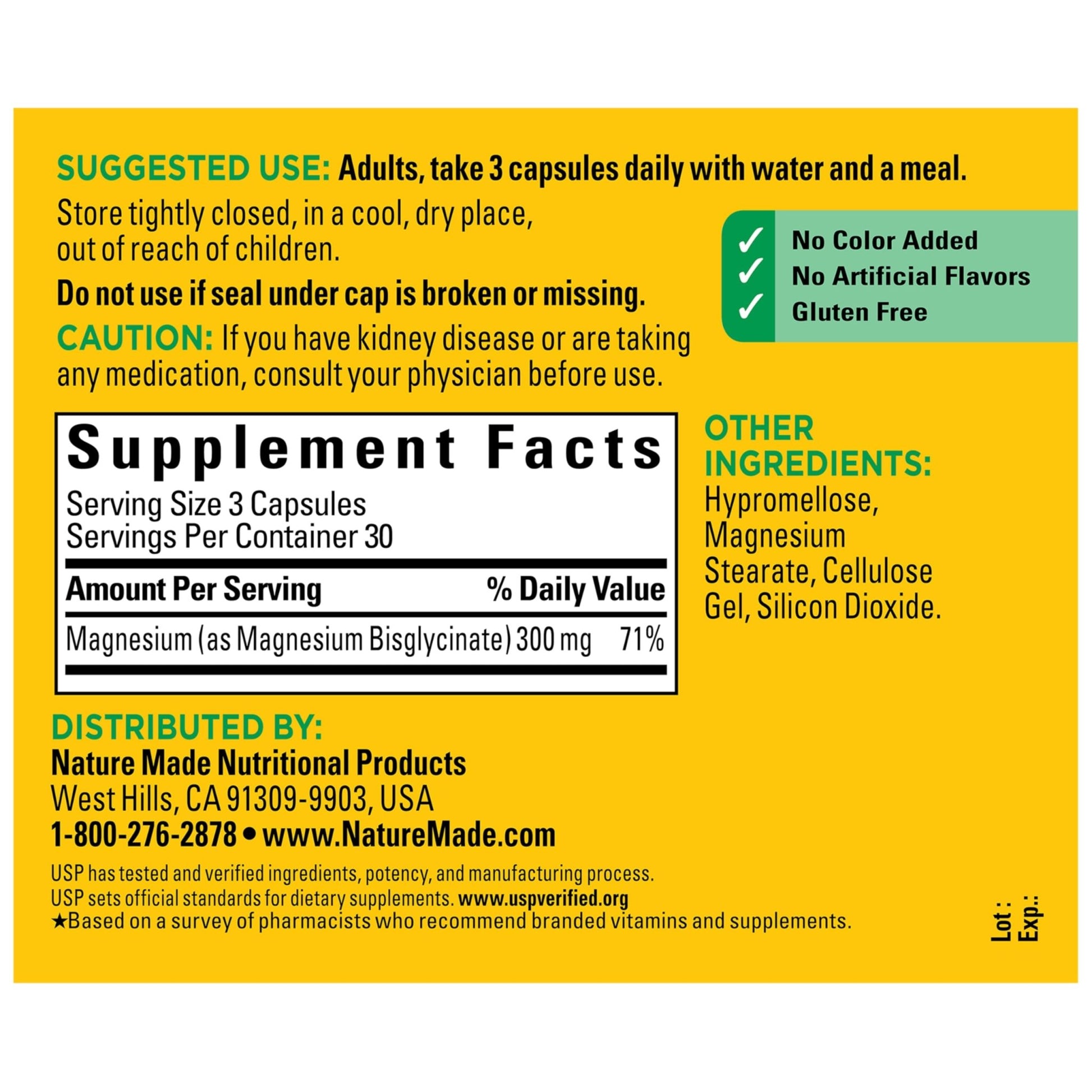 Nature Made High Absorption Magnesium Glycinate 300mg per 3 Capsules, Magnesium Supplement for Muscle, Heart, Nerve and Bone Support, 90 Magnesium Bisglycinate Capsules, 30 Day Supply - dailyvitalstore