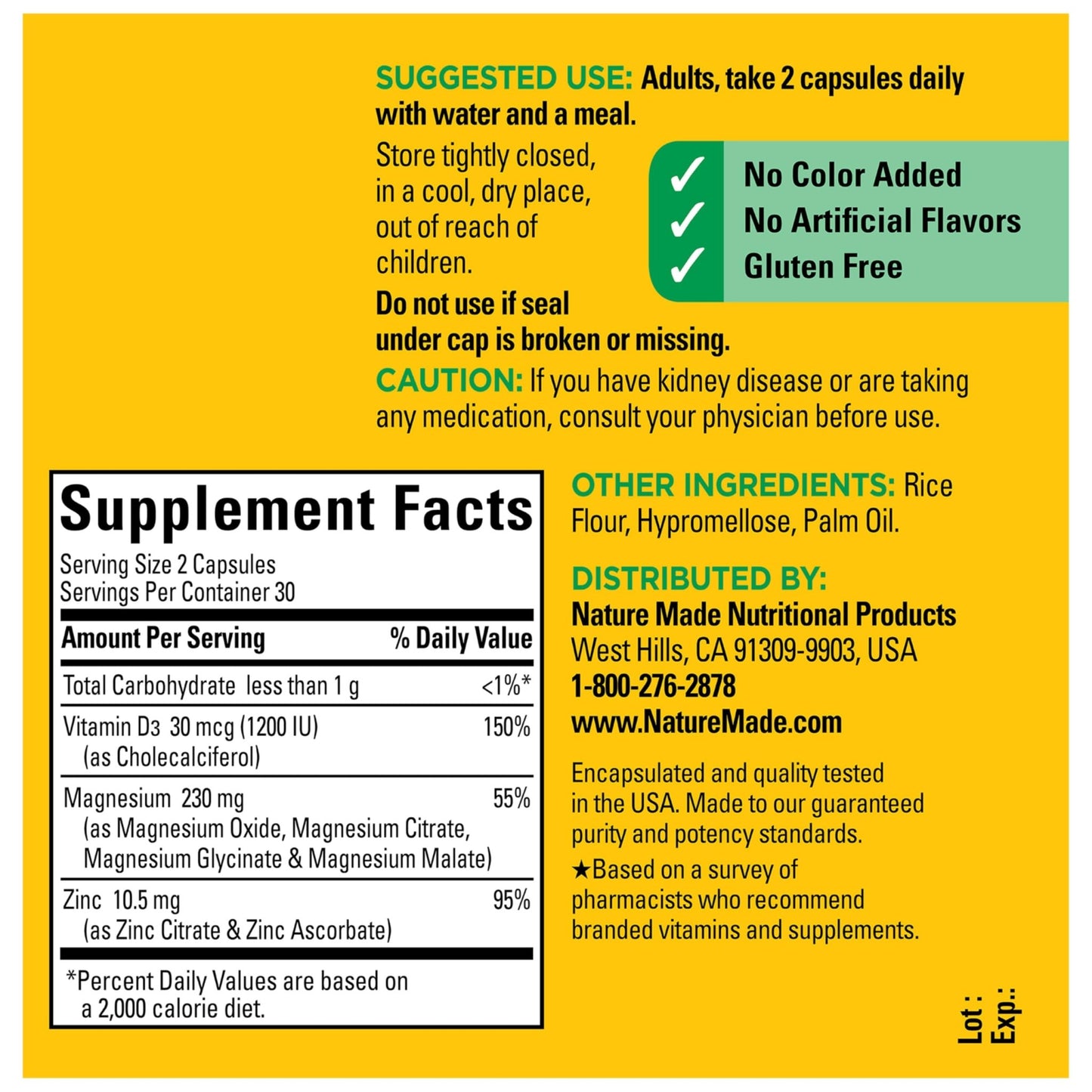 Nature Made Magnesium Complex Supplement with Vitamin D & Zinc for Immune Support, Magnesium Glycinate, Malate, Citrate & Oxide for Muscle, Nerve, Heart & Bone Support, 60 Capsules, 30 Day Supply - dailyvitalstore