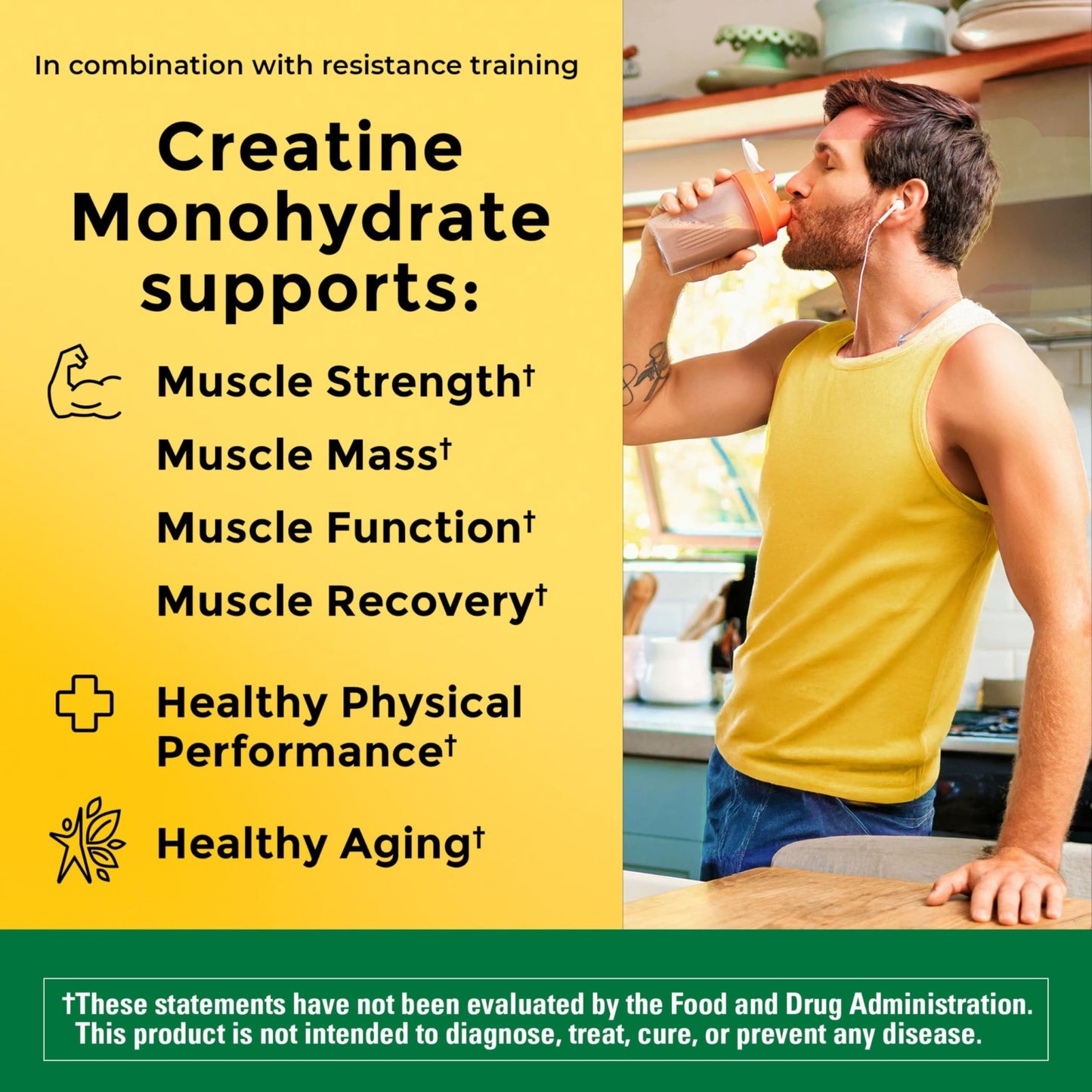 Nature Made Micronized Creatine Monohydrate Powder 5 g per Serving, Unflavored Drink Mix Powder, Muscle Support, 450 g, 90 Day Supply - dailyvitalstore