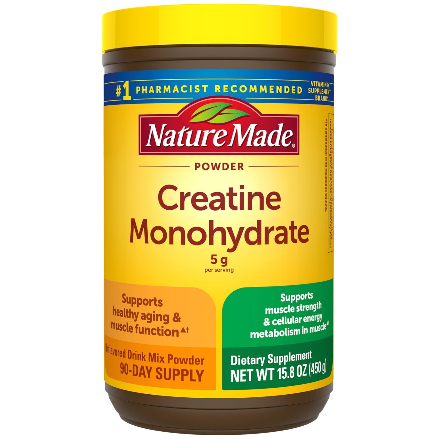 Nature Made Micronized Creatine Monohydrate Powder 5 g per Serving, Unflavored Drink Mix Powder, Muscle Support, 450 g, 90 Day Supply - dailyvitalstore