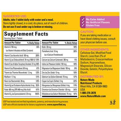 Nature Made Multivitamin For Women 50+ No Iron, Multivitamins for Women 50 Plus, Daily Nutritional Support, Nature Made Multi Vitamins, 90 Tablets, 90 Day Supply - dailyvitalstore