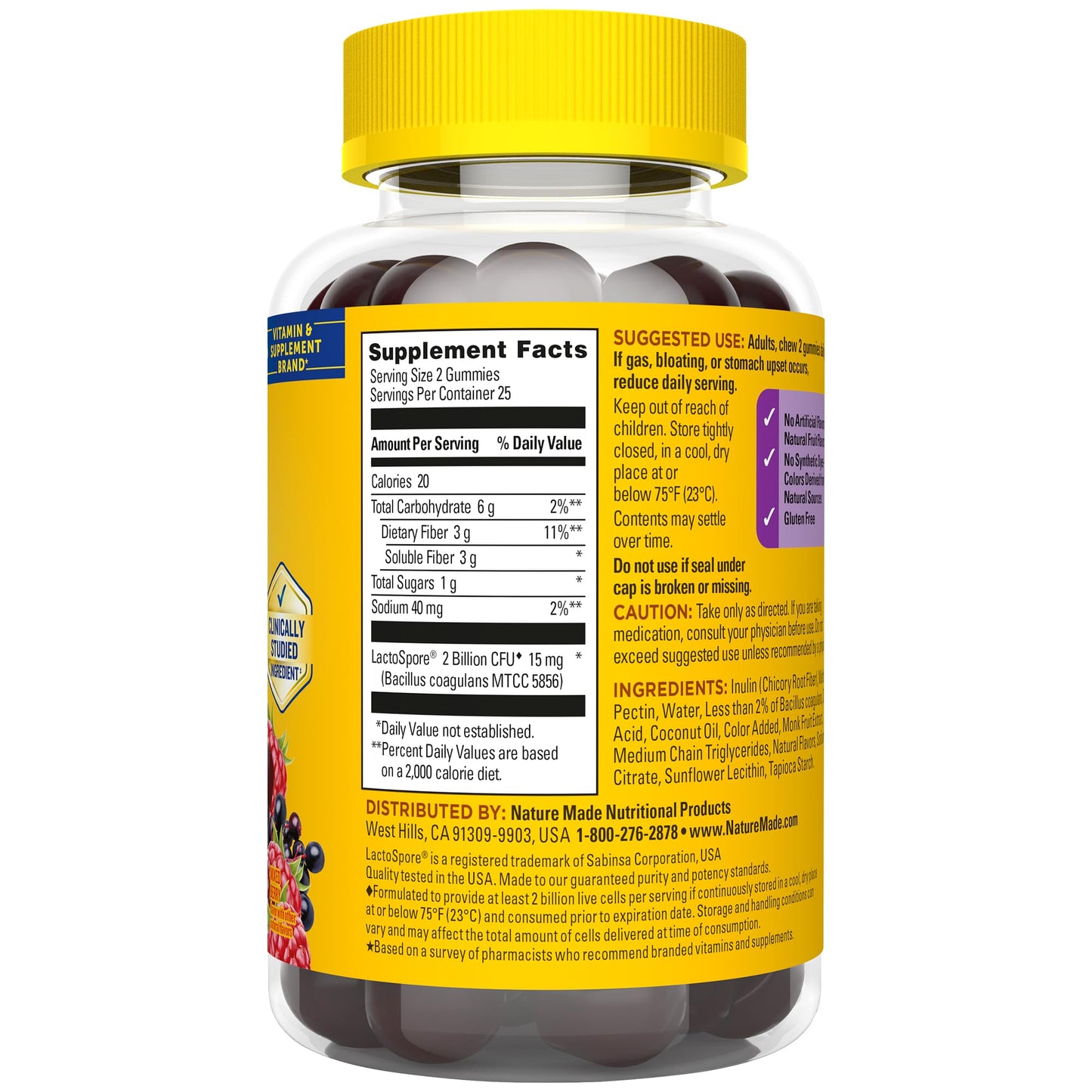 Nature Made Probiotic + Prebiotic Fiber Gummies for Daily Gut Health, Fiber Supplement with Probiotics for Digestive Health Support - dailyvitalstore