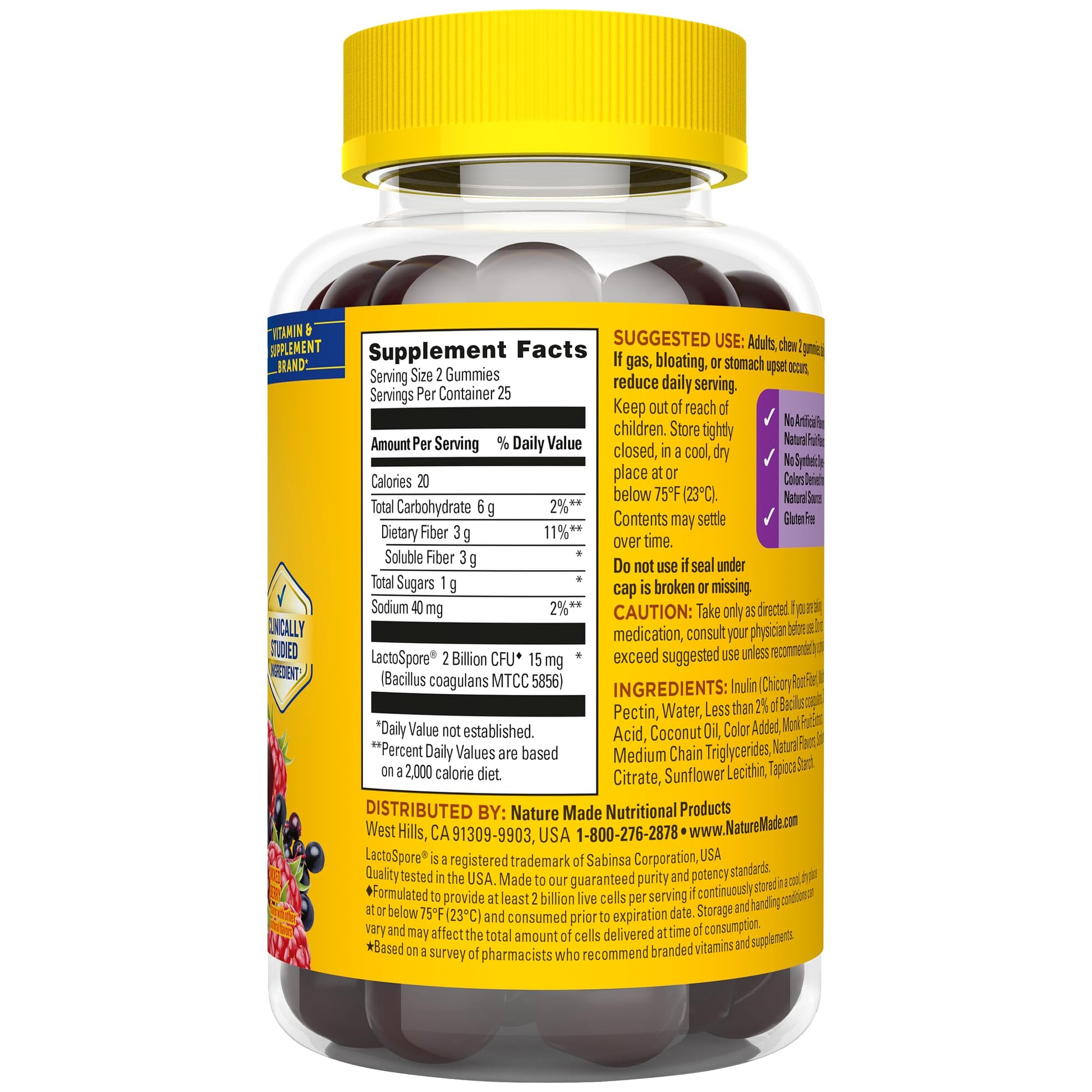 Nature Made Probiotic + Prebiotic Fiber Gummies for Daily Gut Health, Fiber Supplement with Probiotics for Digestive Health Support - dailyvitalstore