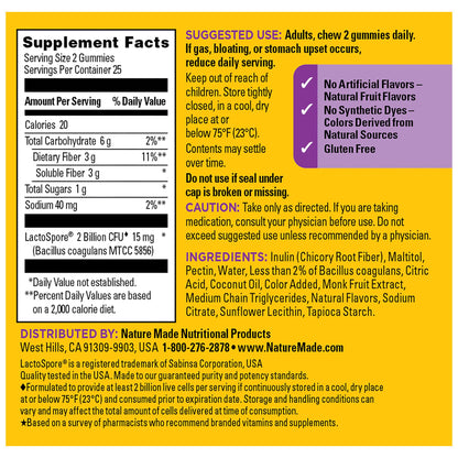 Nature Made Probiotic + Prebiotic Fiber Gummies for Daily Gut Health, Fiber Supplement with Probiotics for Digestive Health Support - dailyvitalstore