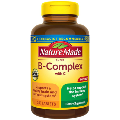 Nature Made Super B Complex with Vitamin C & Folic Acid, B Complex Vitamins for Women and Men, Dietary Supplement - dailyvitalstore