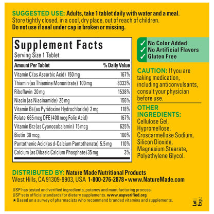 Nature Made Super B Complex with Vitamin C & Folic Acid, B Complex Vitamins for Women and Men, Dietary Supplement - dailyvitalstore