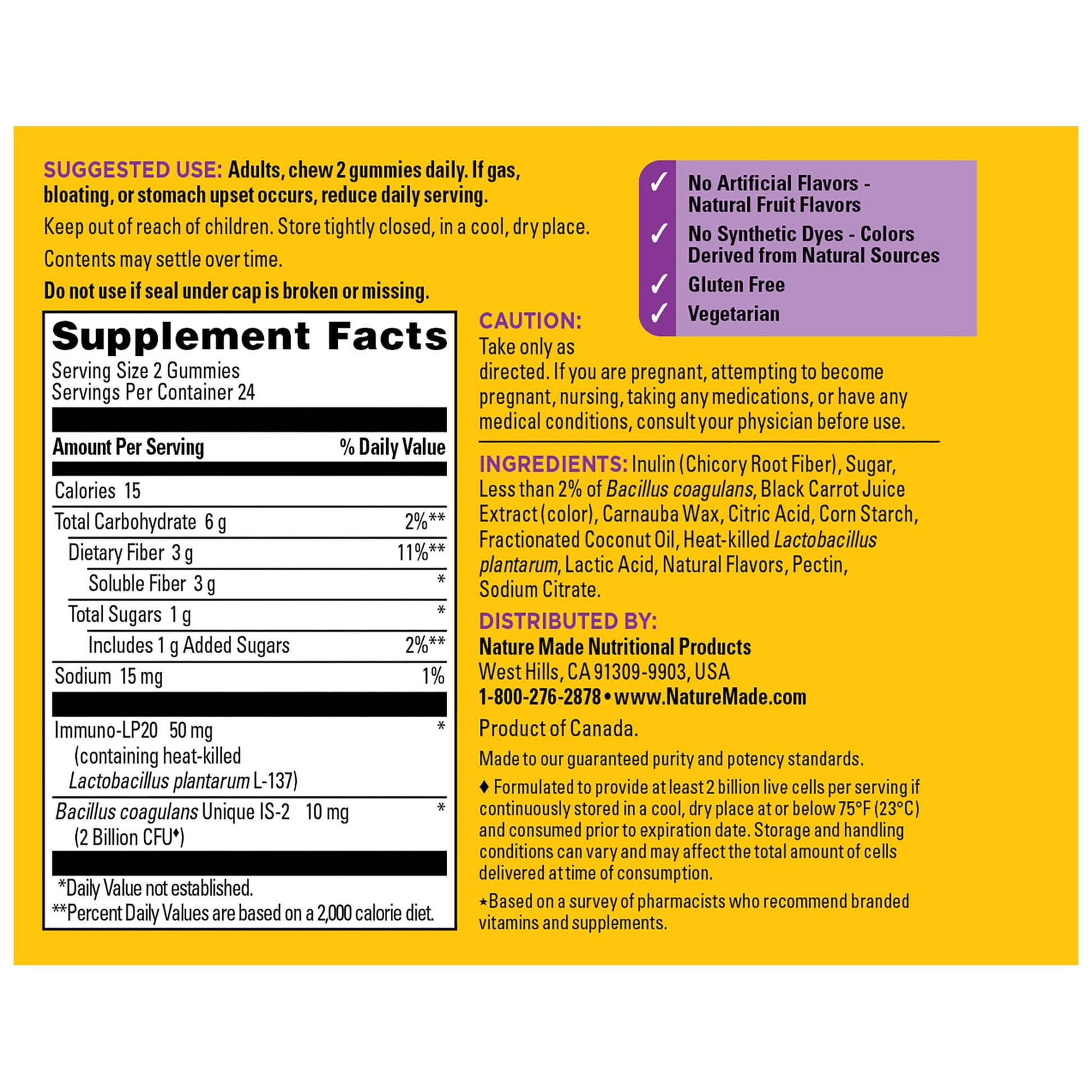 Nature Made Triple-Action Biotics, Gut and Immune Health Support, Digestive Probiotics for Women and Men, Prebiotic Fiber Gummies, 48 Gummies, 24 Day Supply - dailyvitalstore