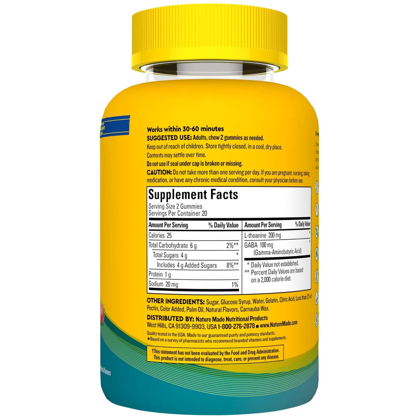 Nature Made Wellblends Stress Relief Gummies, L theanine 200mg to Help Reduce Stress, with GABA 100mg, Same Day Stress Support, 40 Strawberry Flavor Gummies - dailyvitalstore