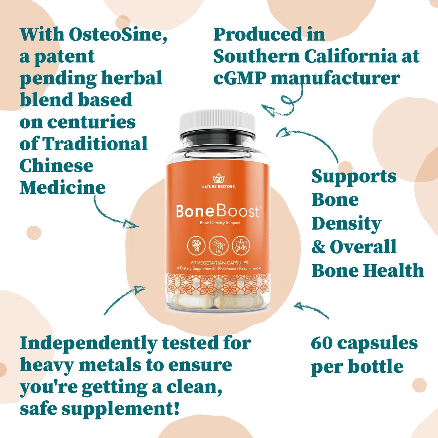 Nature Restore BoneBoost, Natural Bone Health Supplement, 60 Capsules, Manufactured in USA, Non GMO, Gluten Free - dailyvitalstore