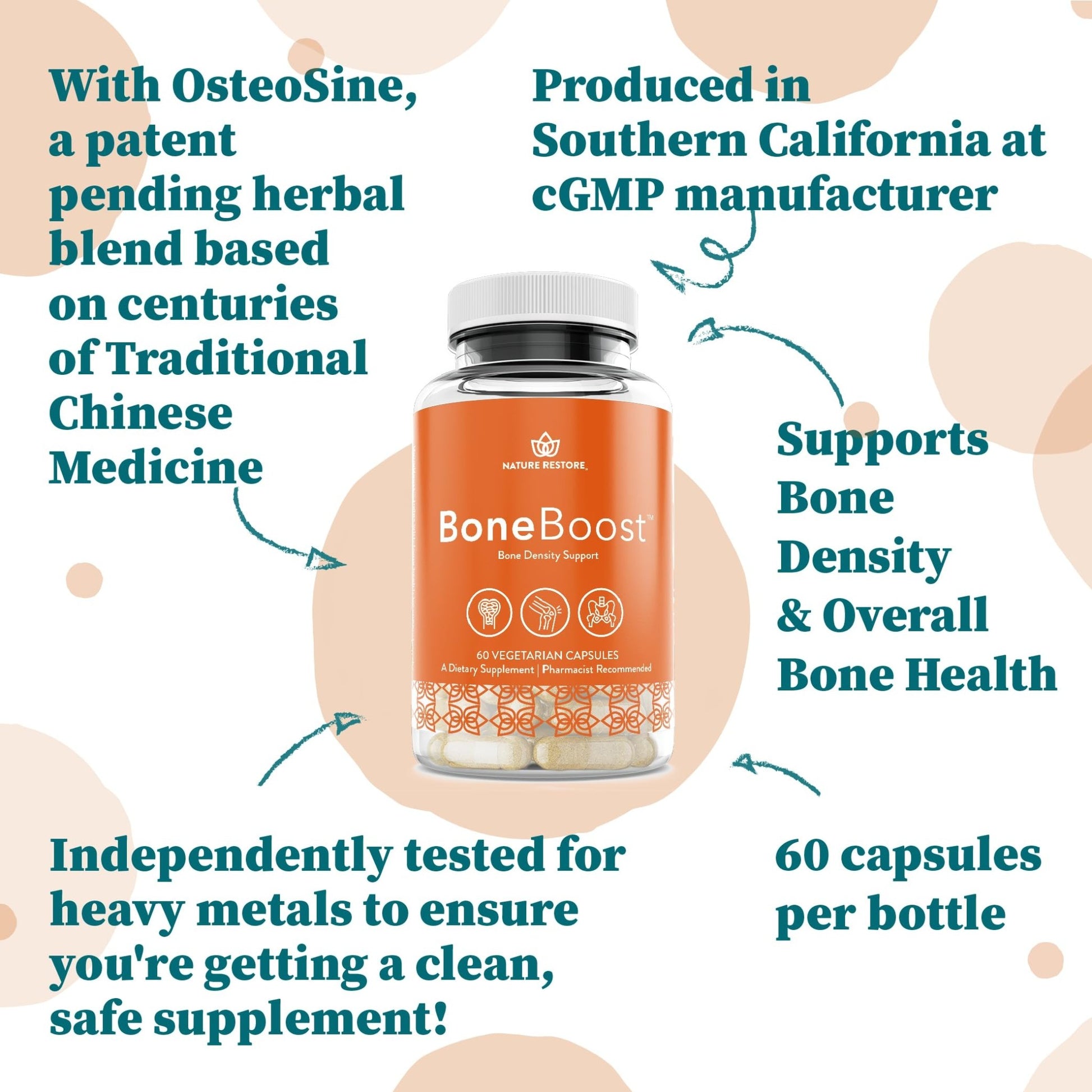 Nature Restore BoneBoost, Natural Bone Health Supplement, 60 Capsules, Manufactured in USA, Non GMO, Gluten Free - dailyvitalstore