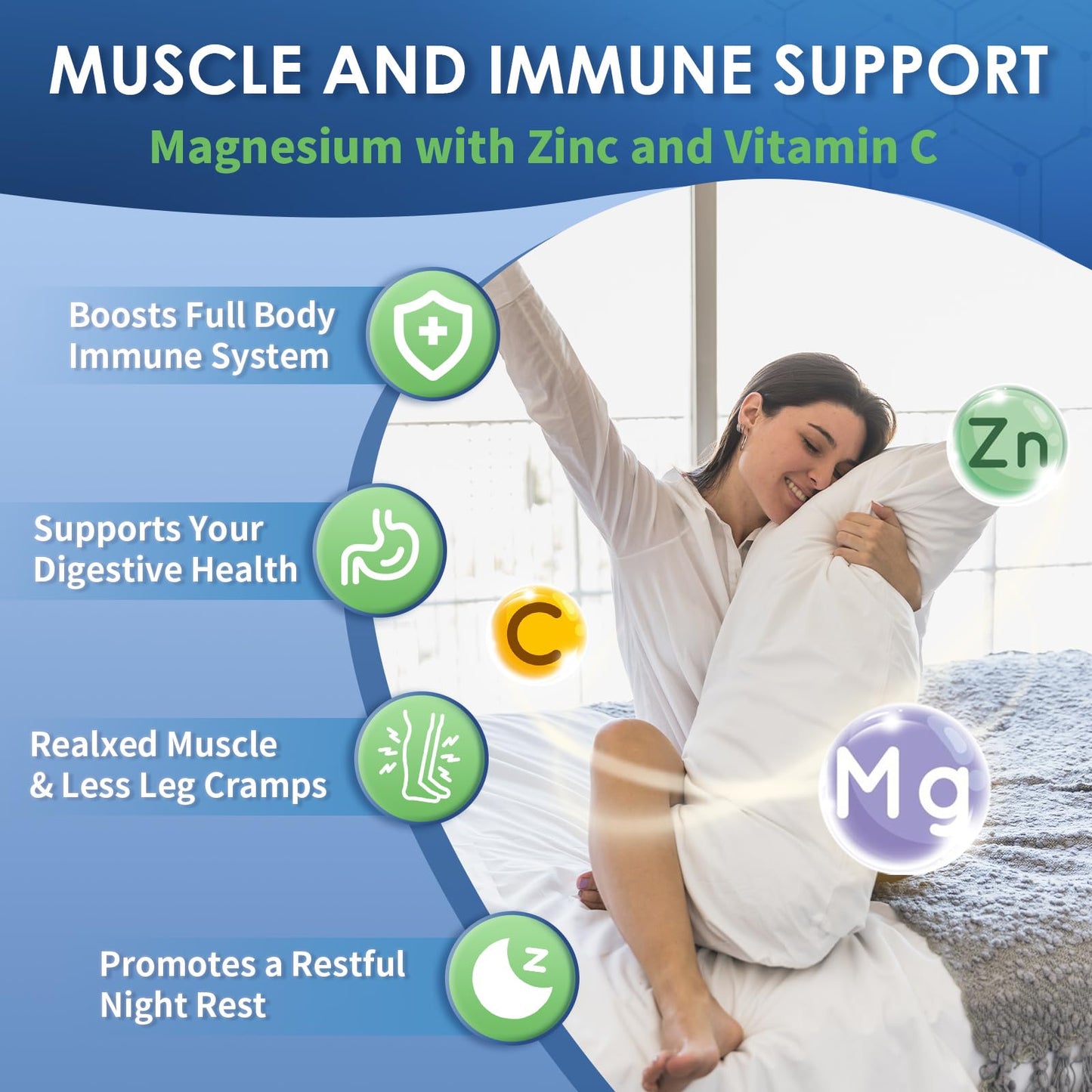 NATURE TARGET Magnesium Glycinate 500mg, Chelated Magnesium with Zinc & Vitamin D3 for Muscle, Nerve & Bone, Support Heart Health & Leg Cramp, Strength Immune System - 120 Capsules - dailyvitalstore