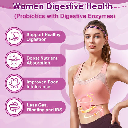 NATURE TARGET Probiotics for Women, 100 Billion CFUs Probiotic with Digestive Enzymes & Prebiotics, Vaginal Probiotics with Cranberry for Urinary Tract Health, - dailyvitalstore