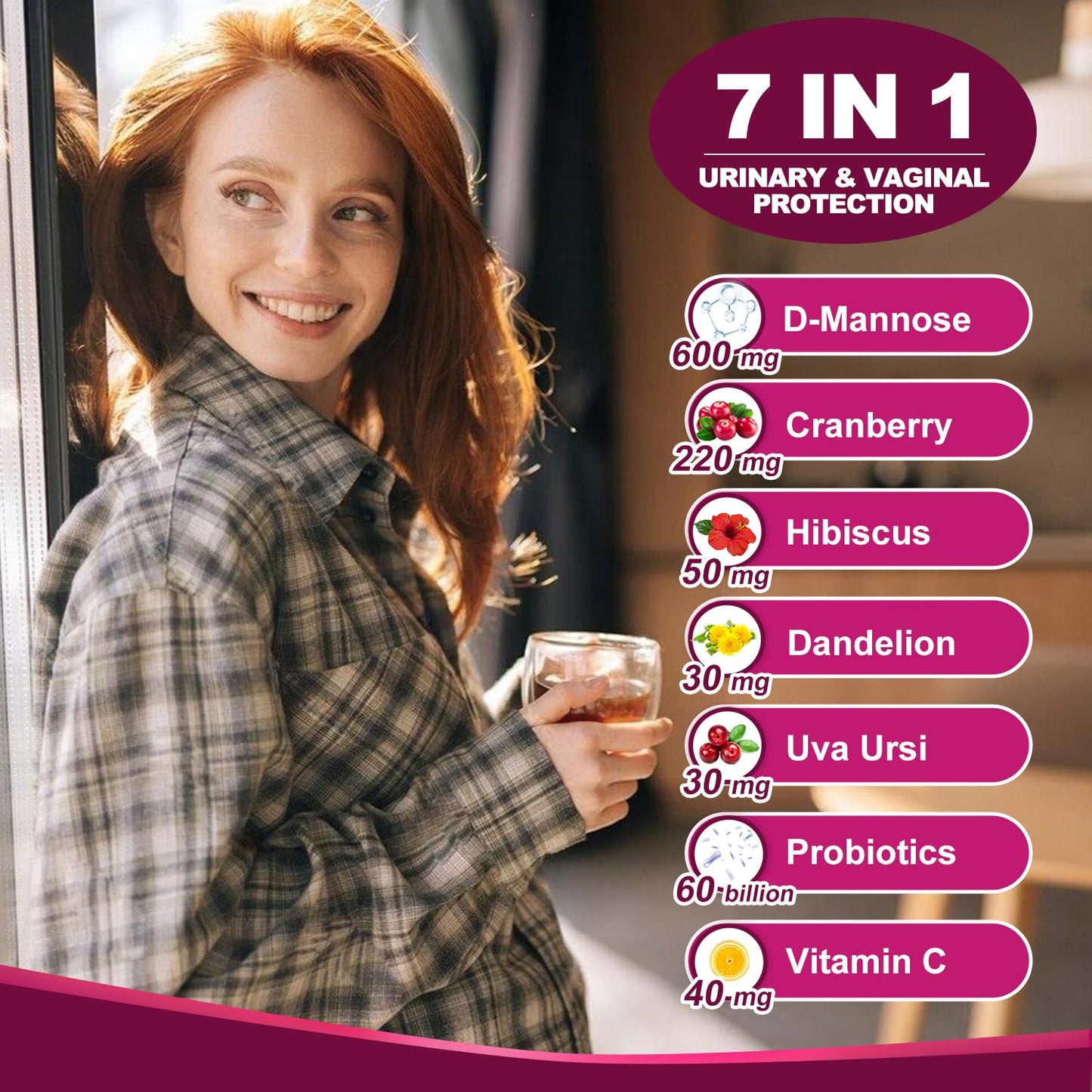 NATURE TARGET Probiotics for Women Urinary Tract Health with D Mannose & Cranberry - 60 Billion CFUs Vaginal Probiotics for Digestive Health, UTI & PH Balance with Prebiotics - 90 Capsules - dailyvitalstore