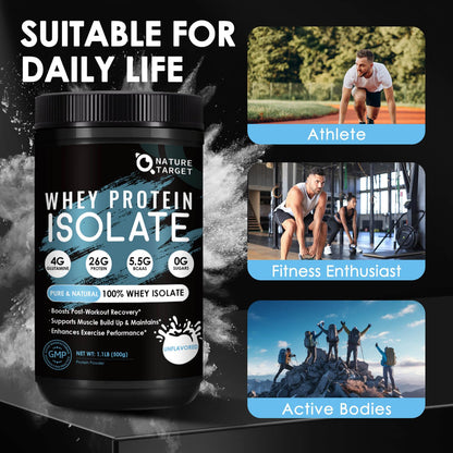 NATURE TARGET Unflavored Whey Protein Isolate - 26g Protein, 0g Sugar, Keto Friendly - No rBGH, Grass Fed - Perfect for Coffee, Baking & Smoothies - 1.10 LB (16 Servings) - dailyvitalstore