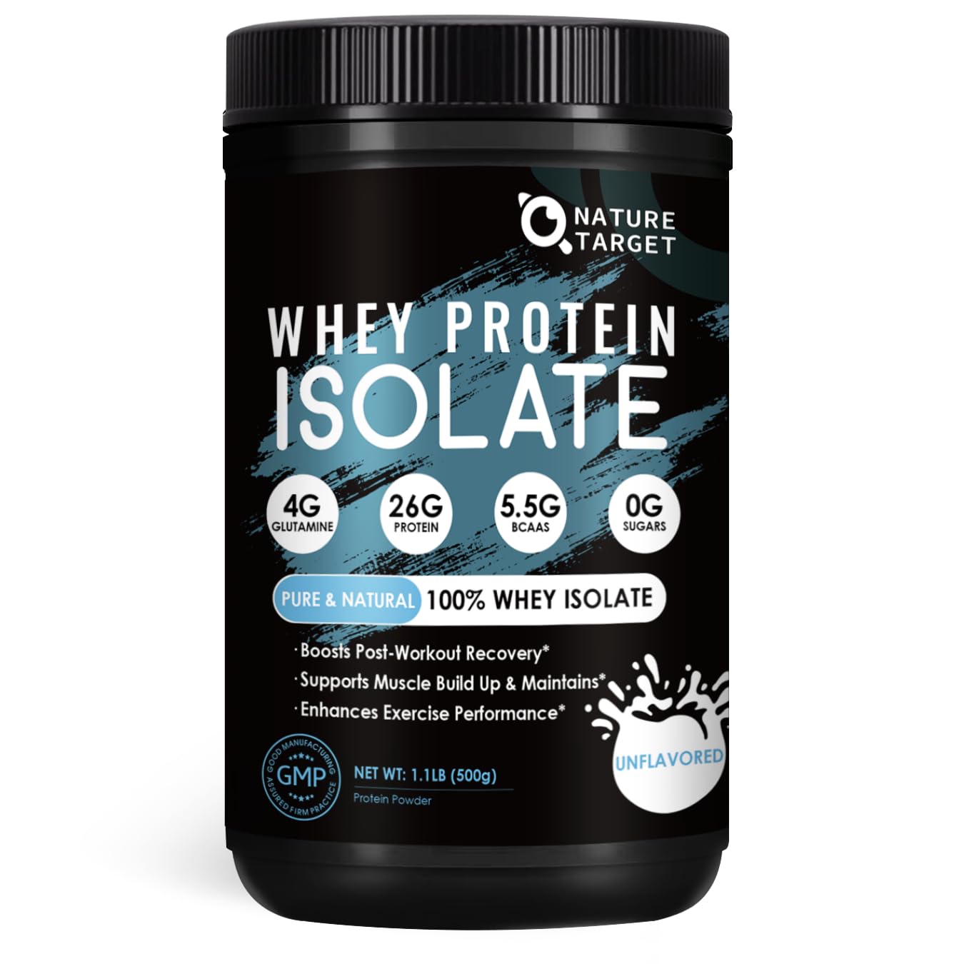 NATURE TARGET Unflavored Whey Protein Isolate - 26g Protein, 0g Sugar, Keto Friendly - No rBGH, Grass Fed - Perfect for Coffee, Baking & Smoothies - 1.10 LB (16 Servings) - dailyvitalstore