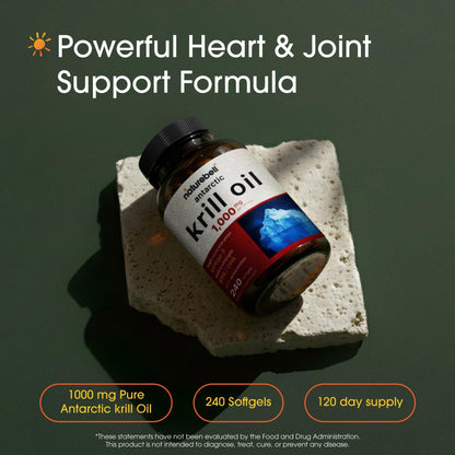 NatureBell Antarctic Krill Oil 1,000mg - 240 Softgels - Omega-3 Heart, Joint & Immune Health Support* - dailyvitalstore