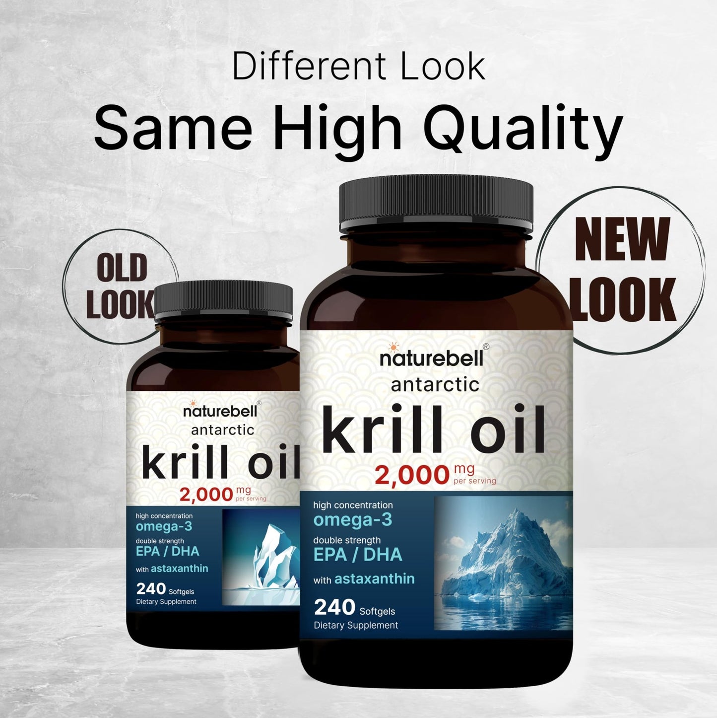 NatureBell Antarctic Krill Oil 2000mg Supplement, 240 Softgels, 3X Strength Natural Source of Omega-3s, EPA 240mg + DHA 160mg + Astaxanthin 800mcg - dailyvitalstore