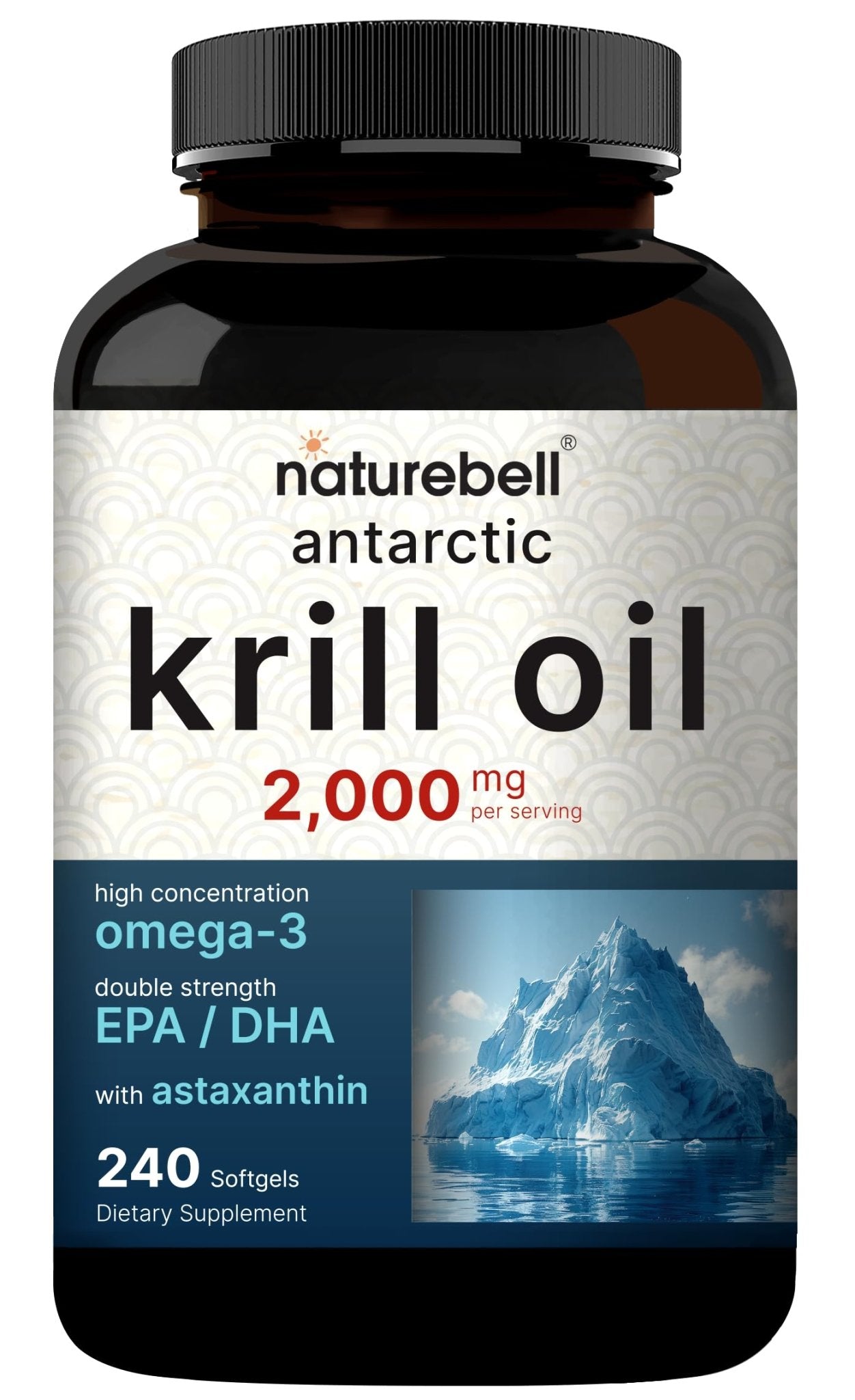 NatureBell Antarctic Krill Oil 2000mg Supplement, 240 Softgels, 3X Strength Natural Source of Omega-3s, EPA 240mg + DHA 160mg + Astaxanthin 800mcg - dailyvitalstore