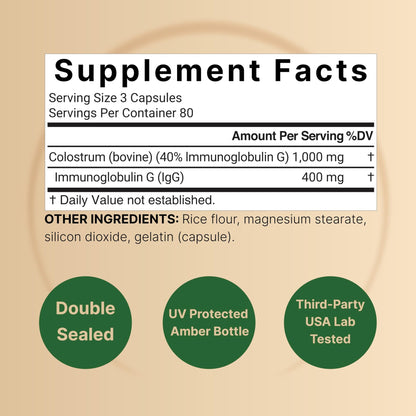 NatureBell Bovine Colostrum Supplement 1,000mg Per Serving, 240 Capsules | 40% IgG Colostrum Powder for Gut Health, Bloating, Skin, - dailyvitalstore