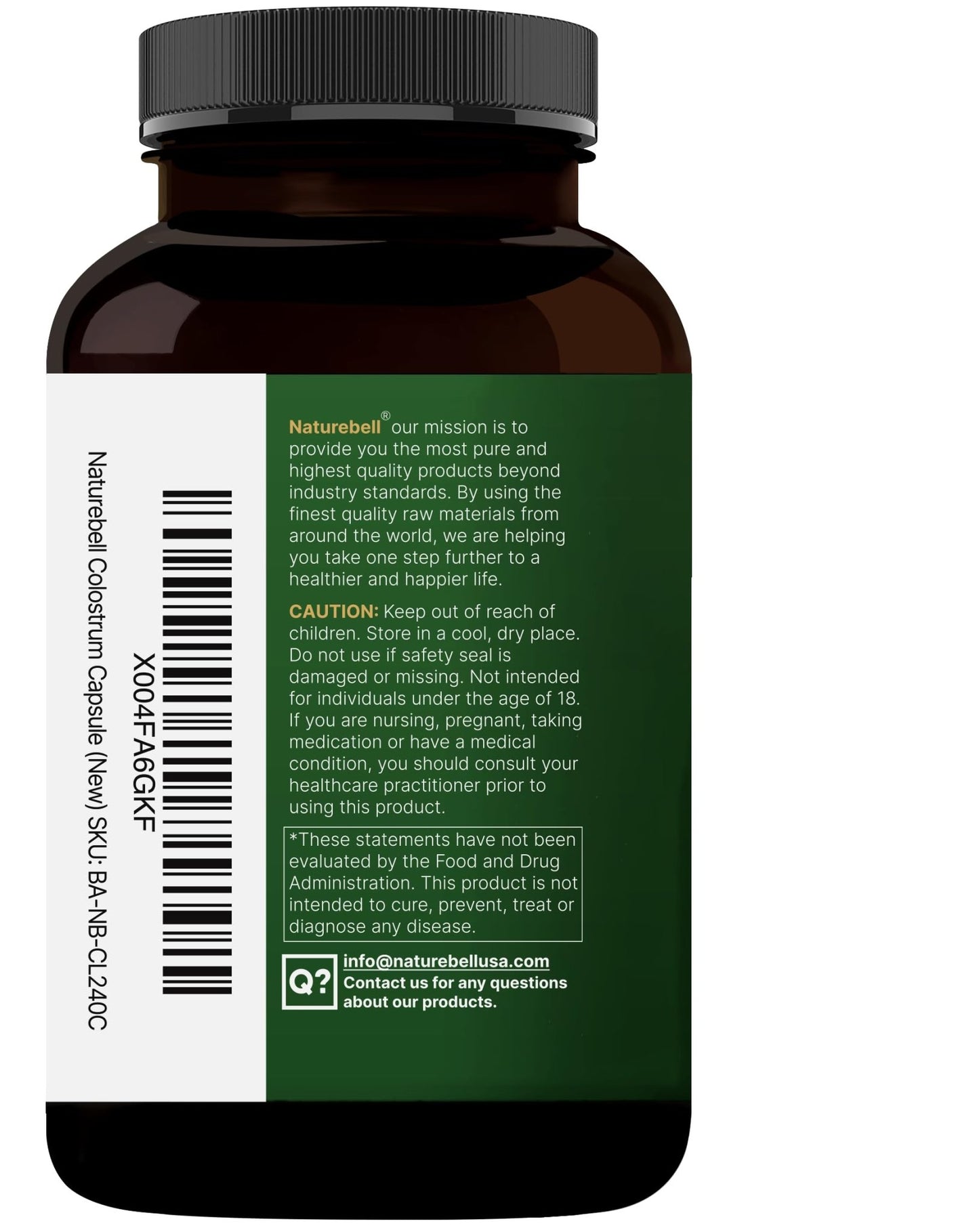 NatureBell Bovine Colostrum Supplement 1,000mg Per Serving, 240 Capsules | 40% IgG Colostrum Powder for Gut Health, Bloating, Skin, - dailyvitalstore