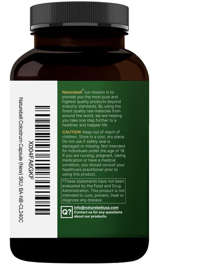 NatureBell Bovine Colostrum Supplement 1,000mg Per Serving, 240 Capsules | 40% IgG Colostrum Powder for Gut Health, Bloating, Skin, - dailyvitalstore