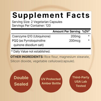 NatureBell CoQ10 200mg with PQQ, 240 Veggie Capsules | Stable High Absorption Form – Antioxidant Support for Heart, & Energy Health - dailyvitalstore