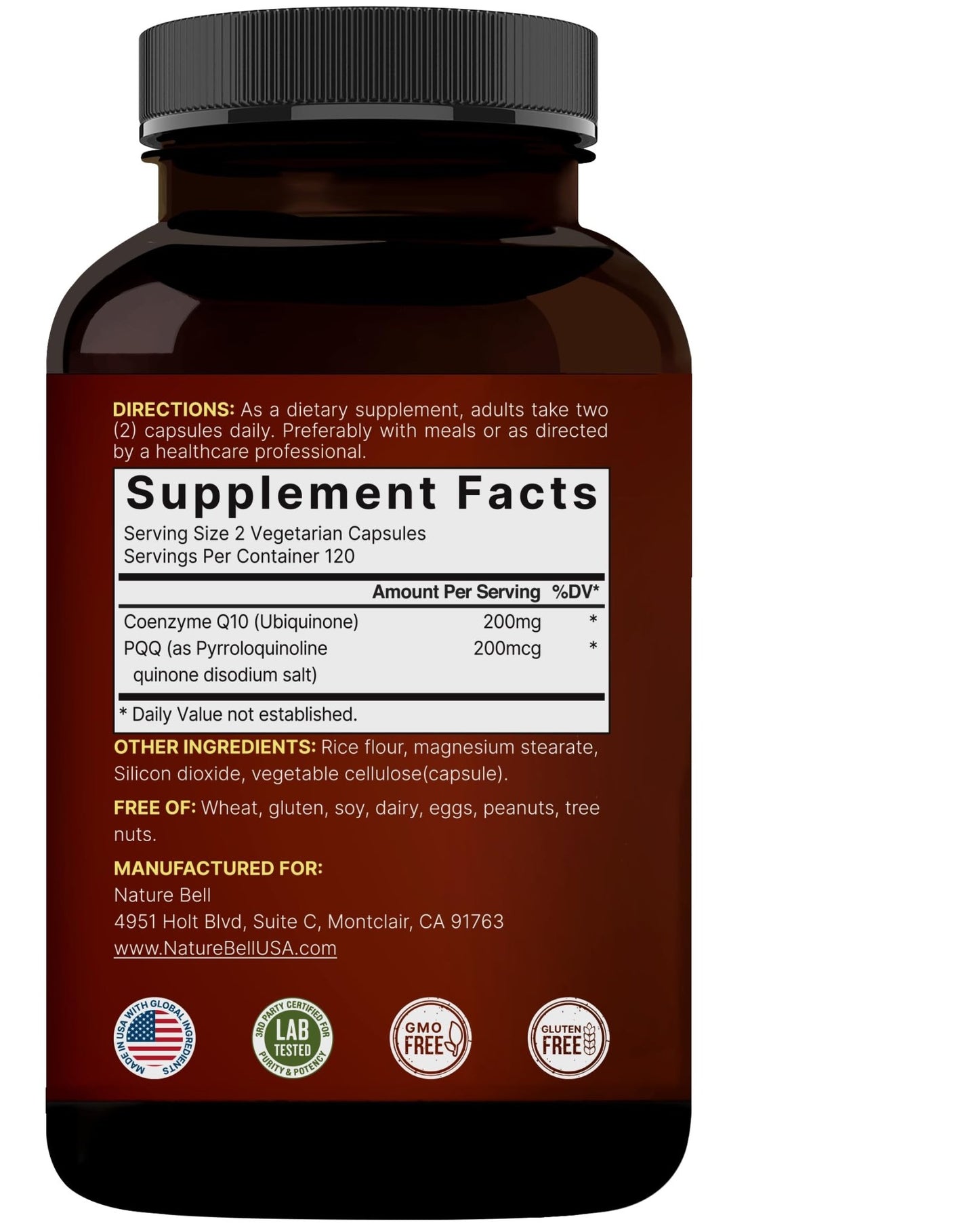 NatureBell CoQ10 200mg with PQQ, 240 Veggie Capsules | Stable High Absorption Form – Antioxidant Support for Heart, & Energy Health - dailyvitalstore