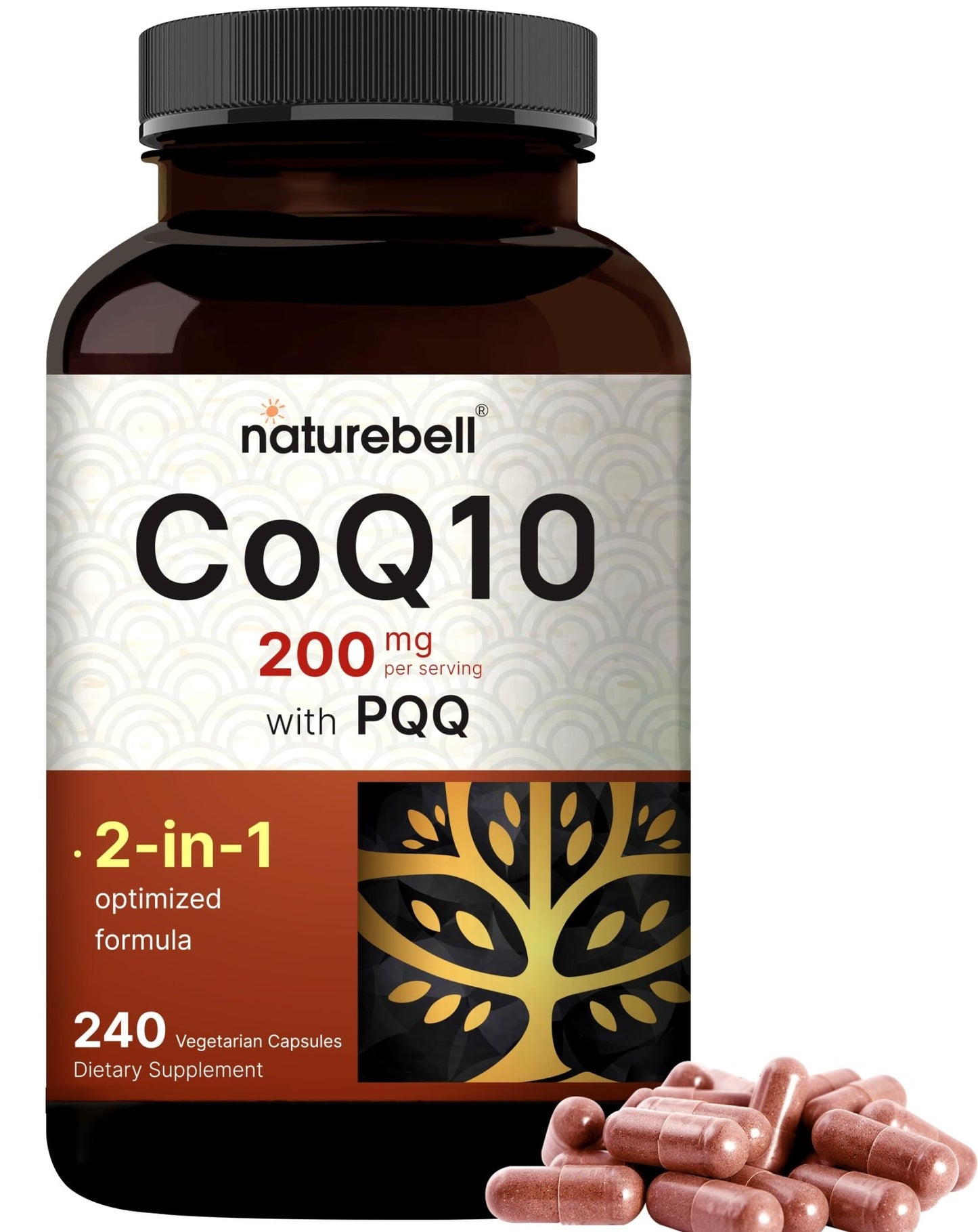 NatureBell CoQ10 200mg with PQQ, 240 Veggie Capsules | Stable High Absorption Form – Antioxidant Support for Heart, & Energy Health - dailyvitalstore