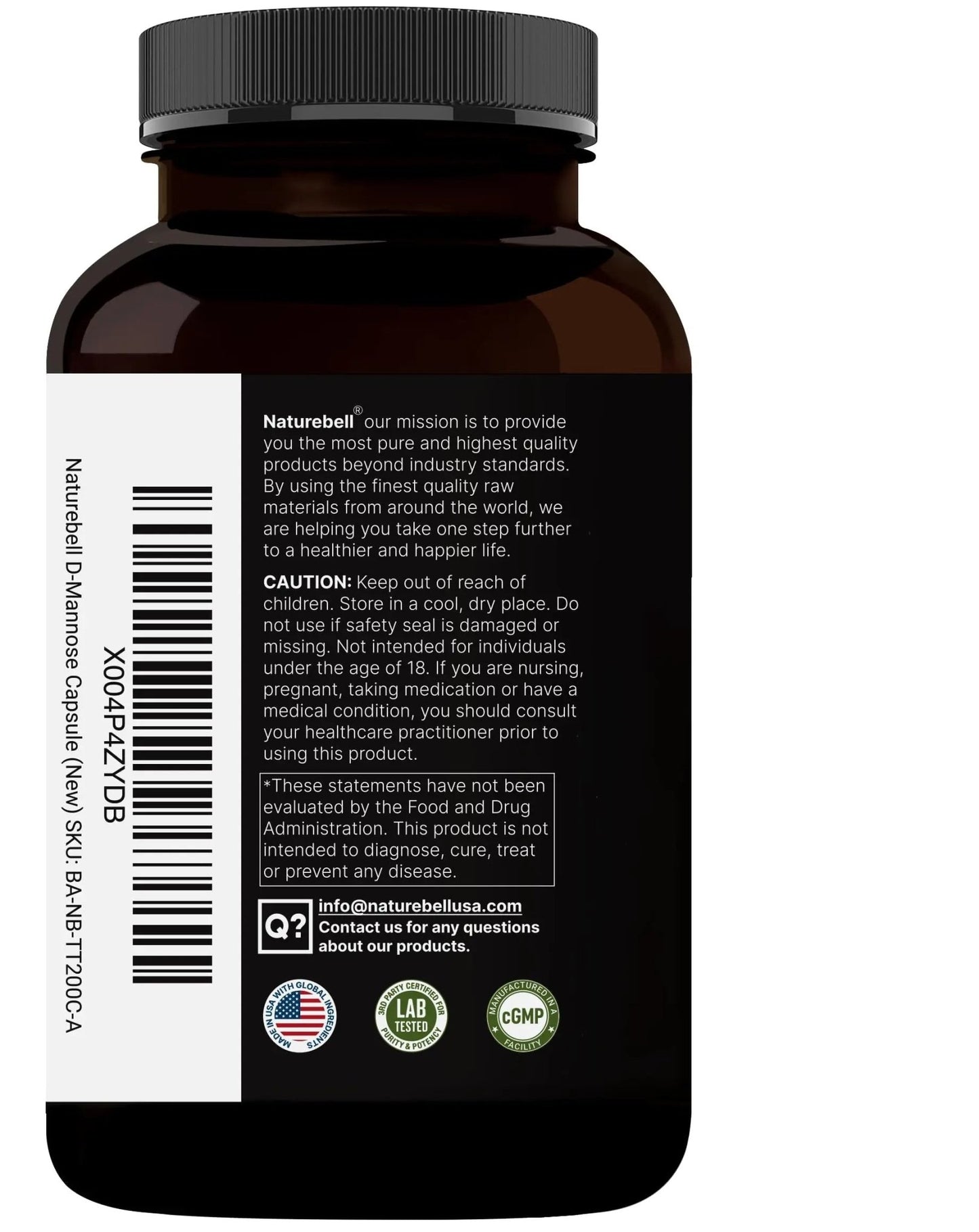 NatureBell D-Mannose 500mg Capsules (2,000mg Per Serving) | 240 Veggie Capsules + Cranberry Concentrate 40mg – Fast Acting Urinary Tract Health Pills – Ultra UTI Support for Women & Men - dailyvitalstore