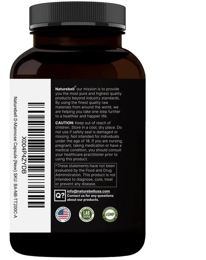NatureBell D-Mannose 500mg Capsules (2,000mg Per Serving) | 240 Veggie Capsules + Cranberry Concentrate 40mg – Fast Acting Urinary Tract Health Pills – Ultra UTI Support for Women & Men - dailyvitalstore