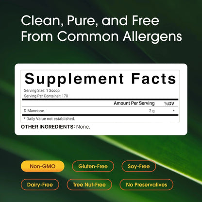 NatureBell D-Mannose Powder - 12oz - High Potency 2g Per Scoop - Fast Acting Support for Healthy Urinary Function & Bladder Wellness* - Pure, Filler-Free Non-GMO Powder - dailyvitalstore