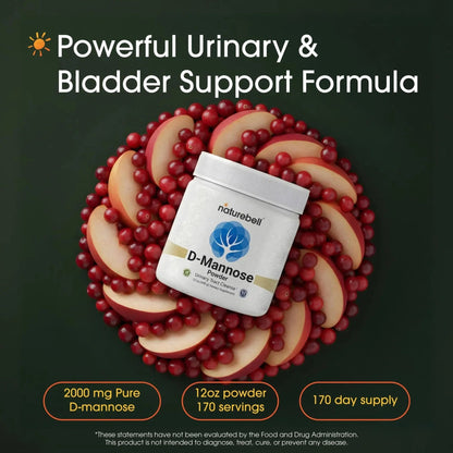 NatureBell D-Mannose Powder - 12oz - High Potency 2g Per Scoop - Fast Acting Support for Healthy Urinary Function & Bladder Wellness* - Pure, Filler-Free Non-GMO Powder - dailyvitalstore