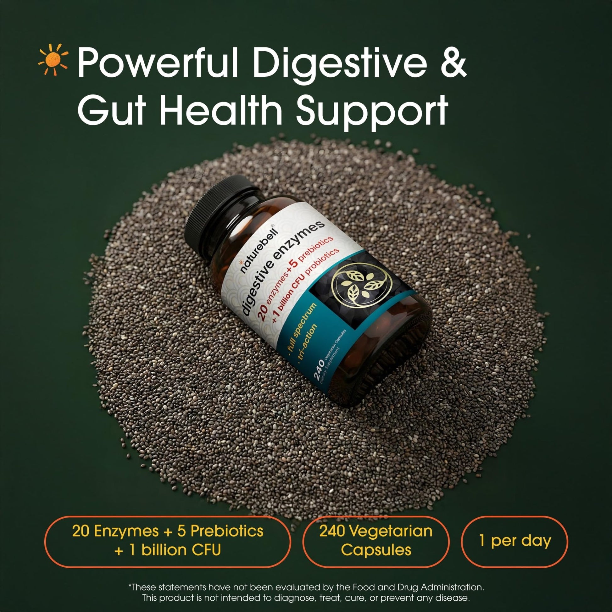 NatureBell Digestive Enzymes - 240 Capsules - Gut & Digestive Health Support Supplement* - with 20 Enzymes, - dailyvitalstore