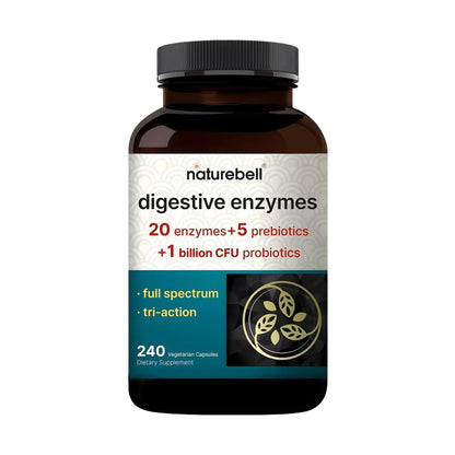 NatureBell Digestive Enzymes - 240 Capsules - Gut & Digestive Health Support Supplement* - with 20 Enzymes, - dailyvitalstore