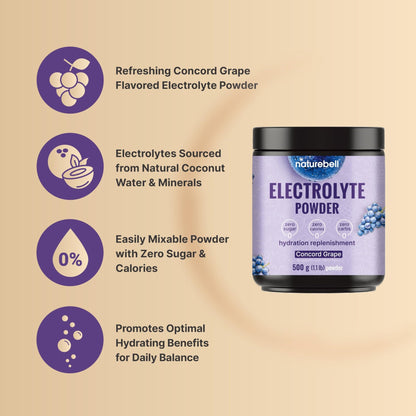 NatureBell Electrolytes Powder No Sugar, 500g (76 Servings) | Keto Fast Hydration Powder, Carnivore-Friendly Electrolyte – 1,000mg High Potassium, Minerals, - dailyvitalstore