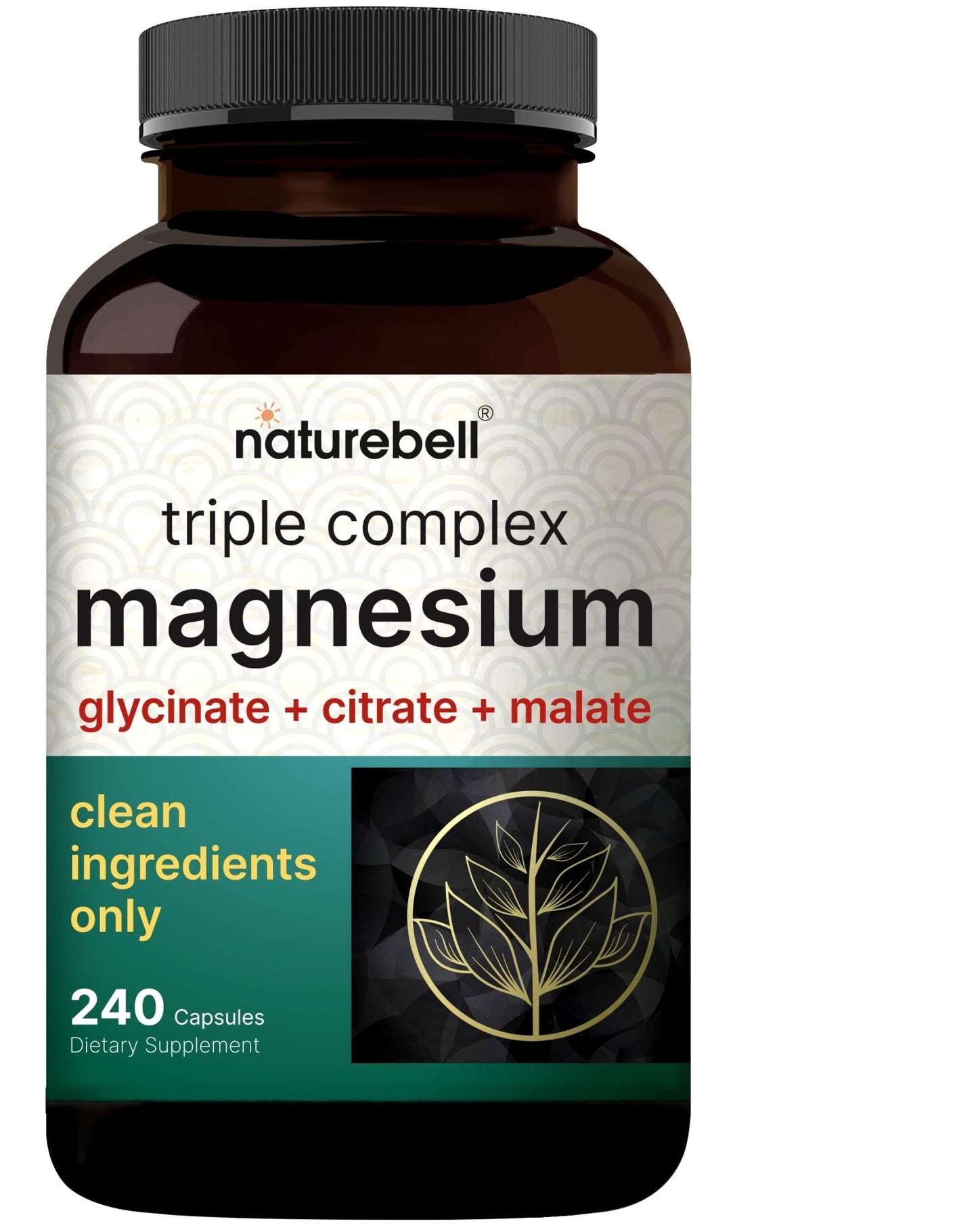 NatureBell Magnesium Complex for Women & Men 1,000mg Per Serving – 240 Capsules – Triple Magnesium Complex with Glycinate, Citrate & Malate – Chelated & Purified – Non‑GMO, Filler Free - dailyvitalstore