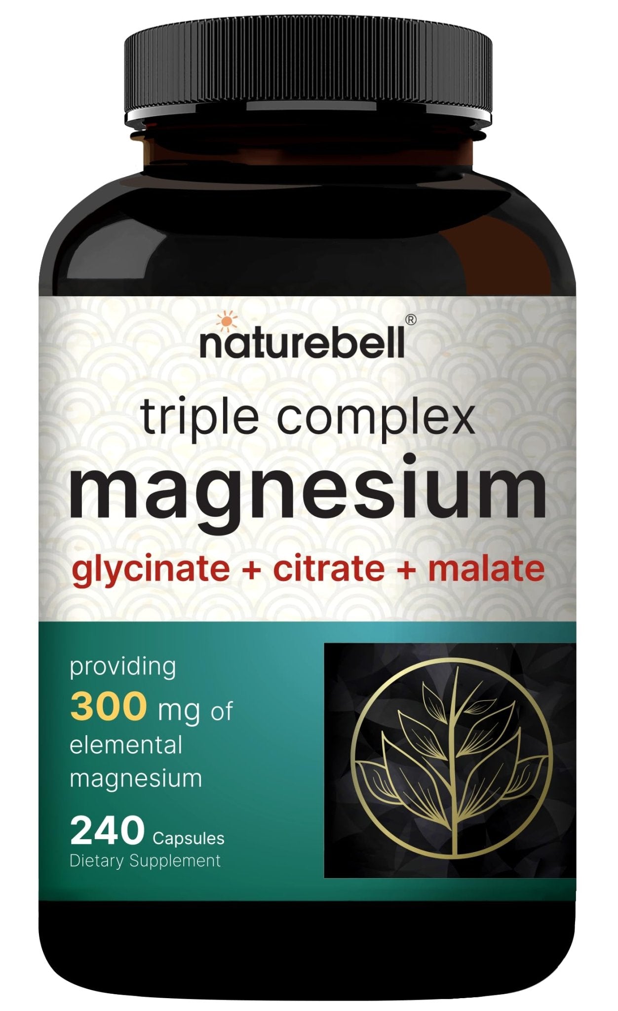 NatureBell Magnesium Complex for Women & Men 1,000mg Per Serving – 240 Capsules – Triple Magnesium Complex with Glycinate, Citrate & Malate – Chelated & Purified – Non‑GMO, Filler Free - dailyvitalstore