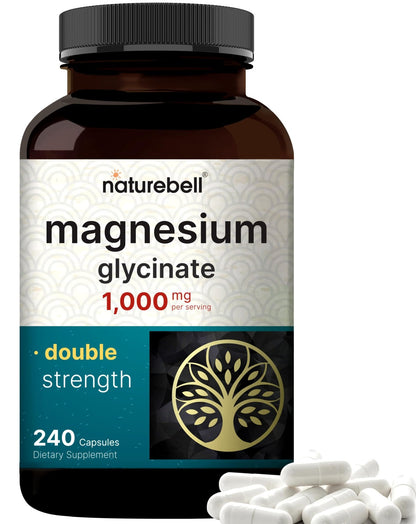 NatureBell Magnesium Glycinate 1,000mg, 240 Capsules | 500mg per Capsule | 100% Chelated & Purified | Sleep, Muscle & Nerve Support | Non-GMO, Gluten-Free - dailyvitalstore