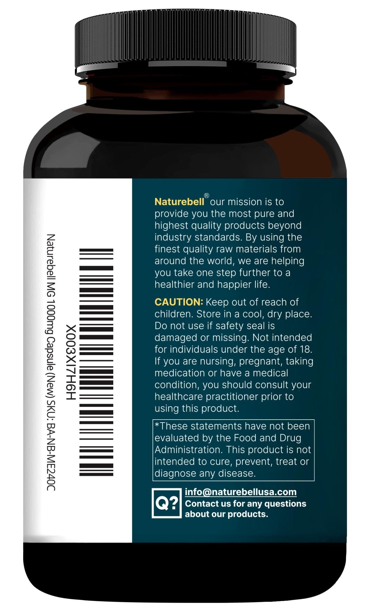 NatureBell Magnesium Glycinate 1,000mg, 240 Capsules | 500mg per Capsule | 100% Chelated & Purified | Sleep, Muscle & Nerve Support | Non-GMO, Gluten-Free - dailyvitalstore