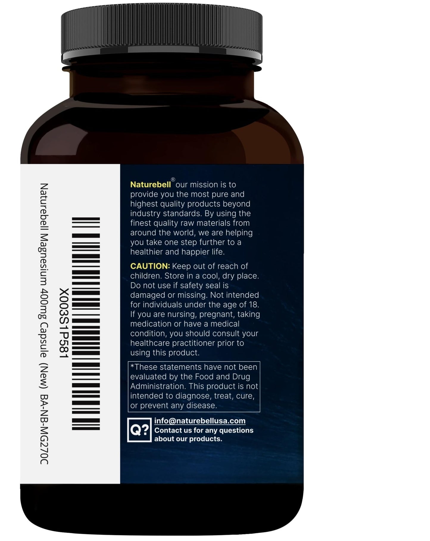 NatureBell Magnesium Glycinate 400mg Elemental, 270 Capsules | 100% Chelated for High Absorption | Supports Muscle, Bone & Heart Health | Non-GMO, Gluten-Free, Vegan - dailyvitalstore