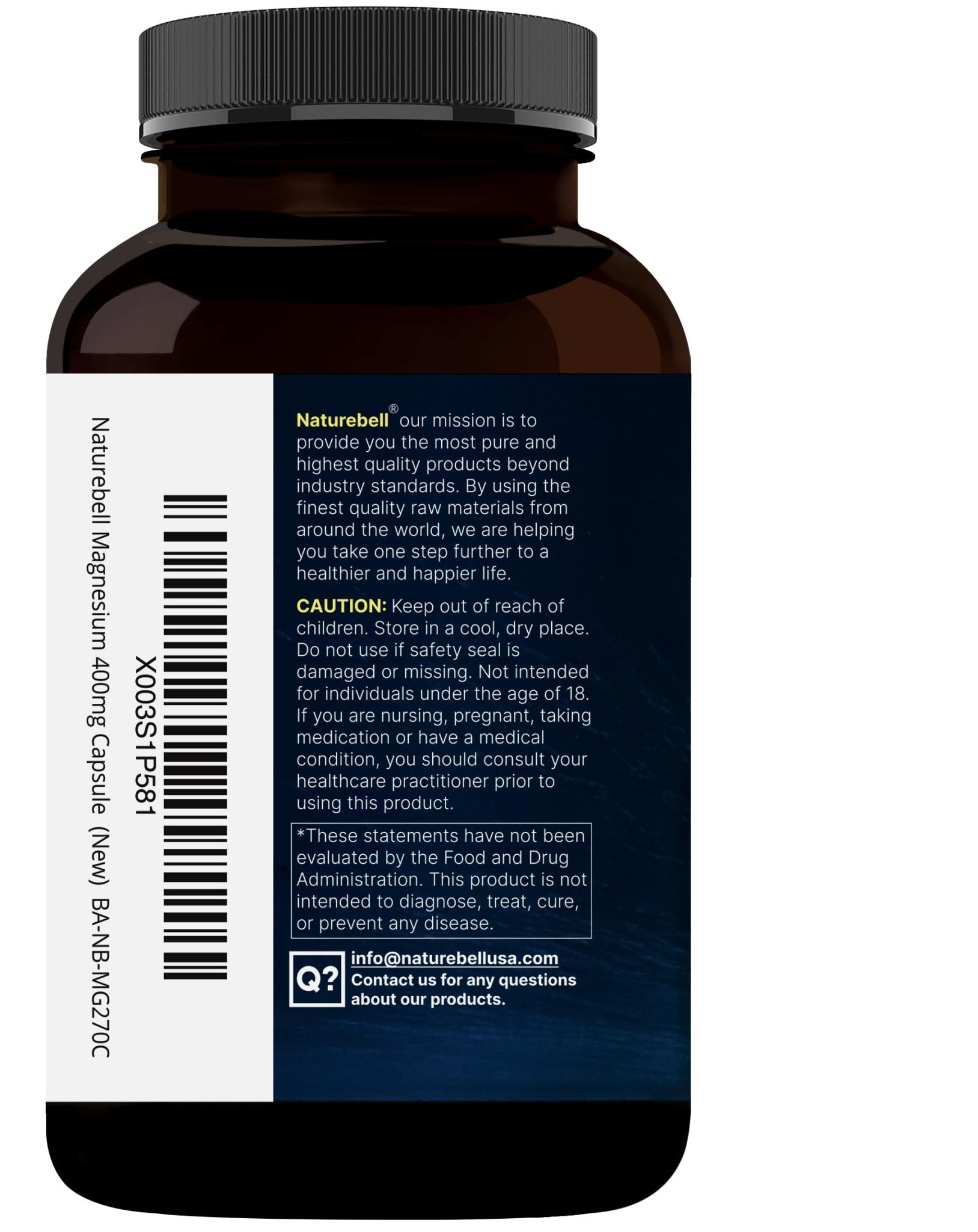 NatureBell Magnesium Glycinate 400mg Elemental, 270 Capsules | 100% Chelated for High Absorption | Supports Muscle, Bone & Heart Health | Non-GMO, Gluten-Free, Vegan - dailyvitalstore